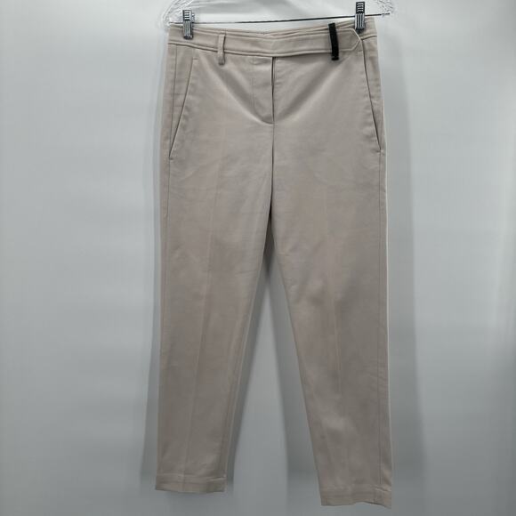 Brunello Cucinelli Pants Womens 2 Ivory Career Office Straight Designer Blingy - Picture 1 of 15